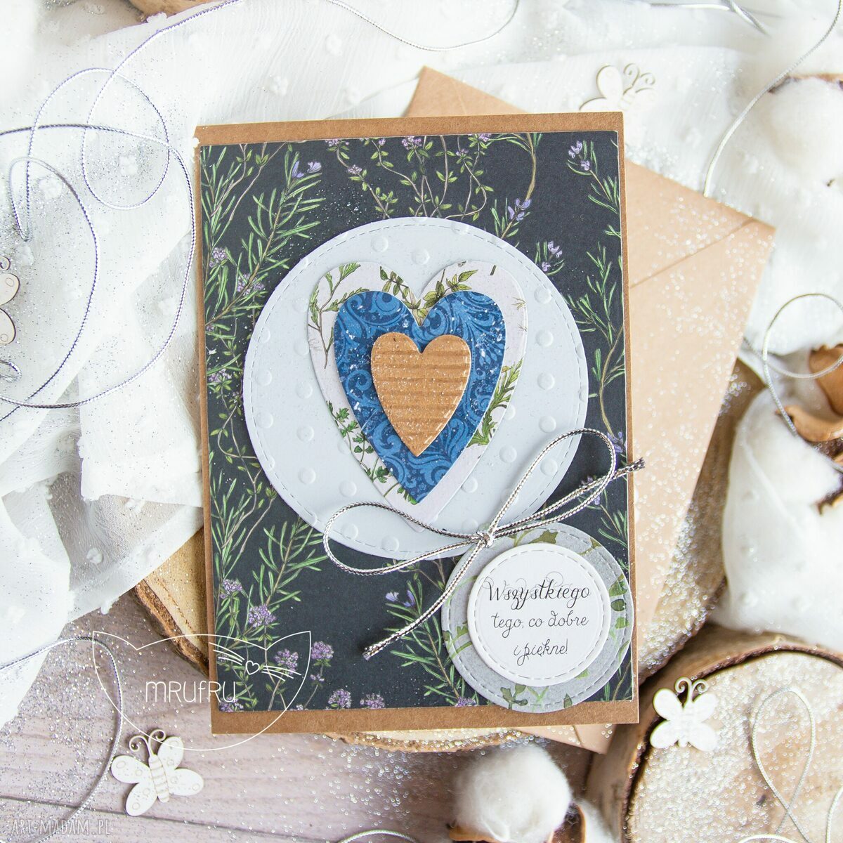 kartki: Patchworkowe SERCE. Kartka urodzinowa. miłosna. dla bliskiej