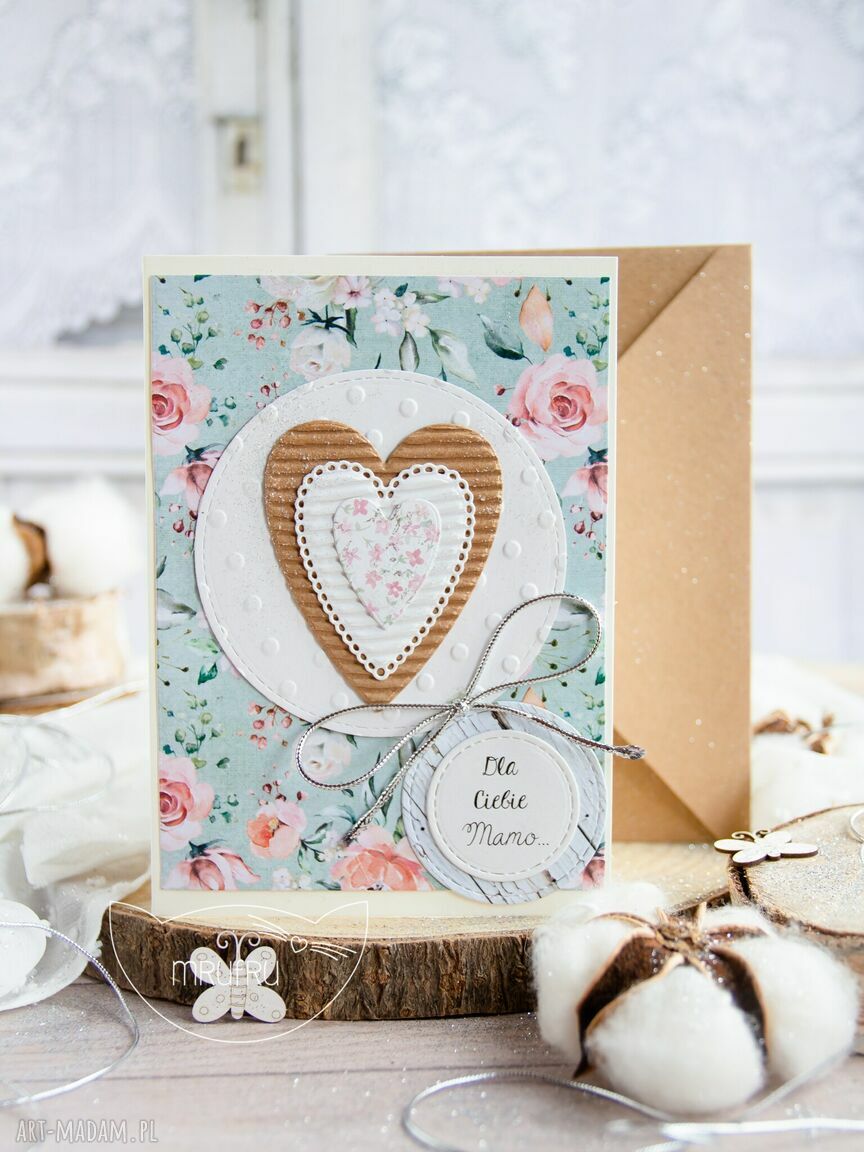 Patchworkowe serce kartka urodzinowa miłosna dla bliskiej osoby