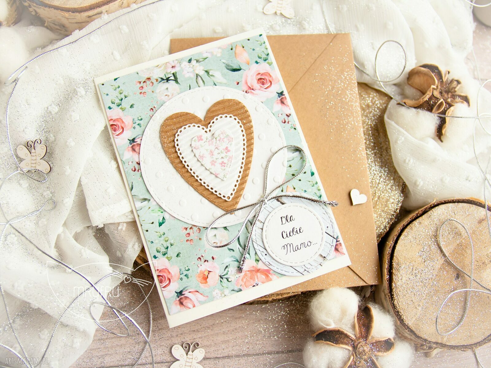 kartki: Patchworkowe SERCE. Kartka urodzinowa. miłosna. dla bliskiej