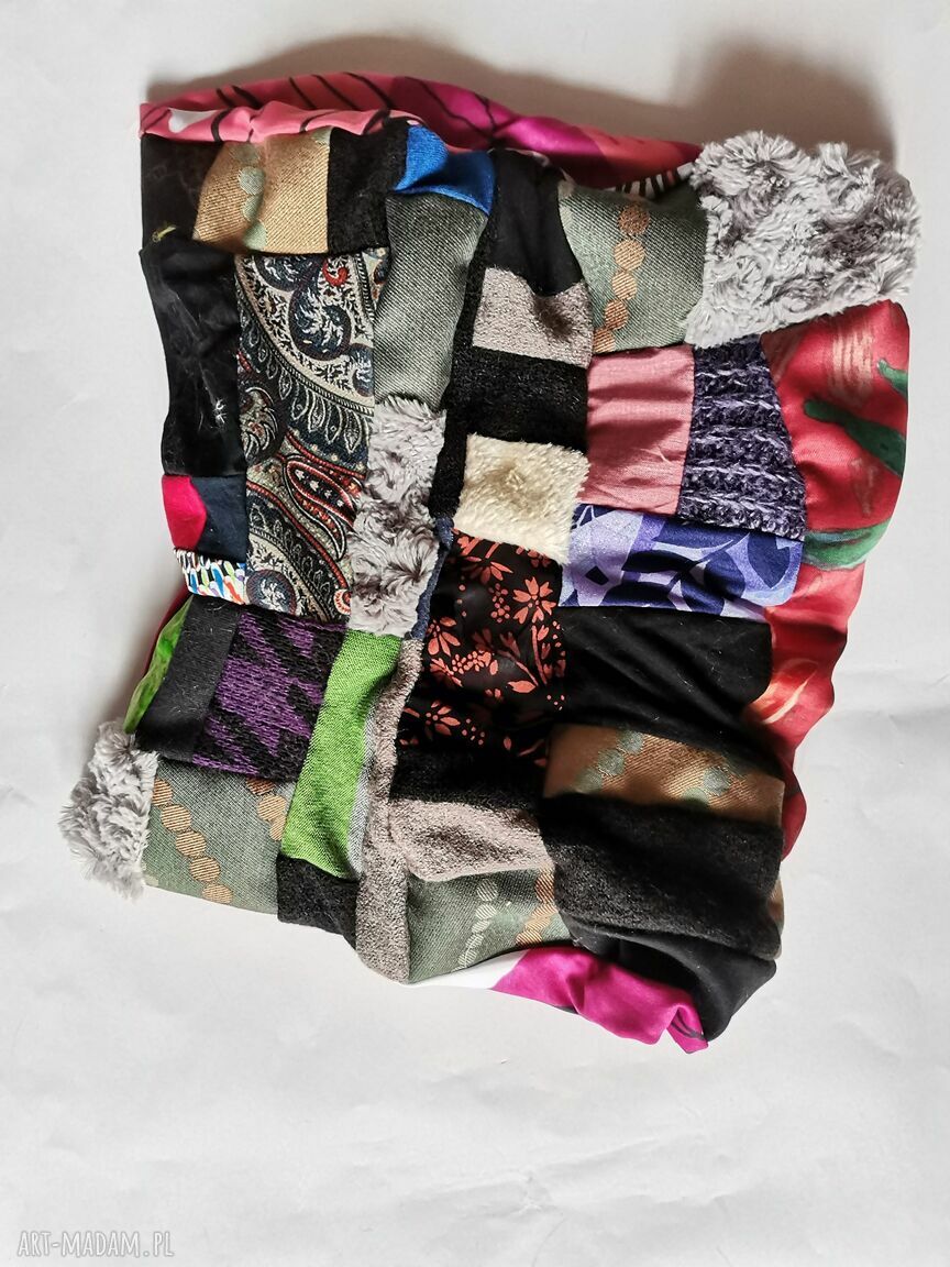 Komin patchworkowy miły i kolorowy - zero waste, Ruda Klara (box 44)