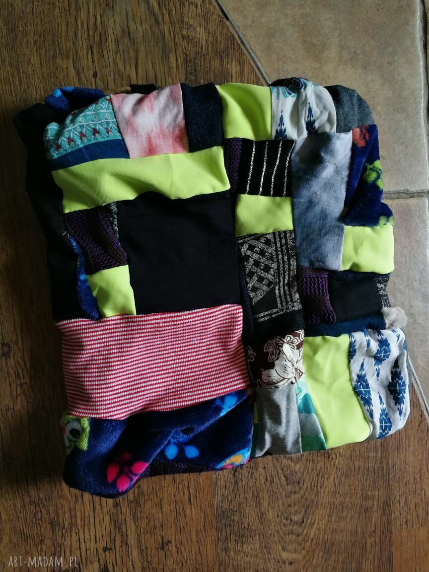 Damski komin patchworkowy na podszewce - boho etno folk