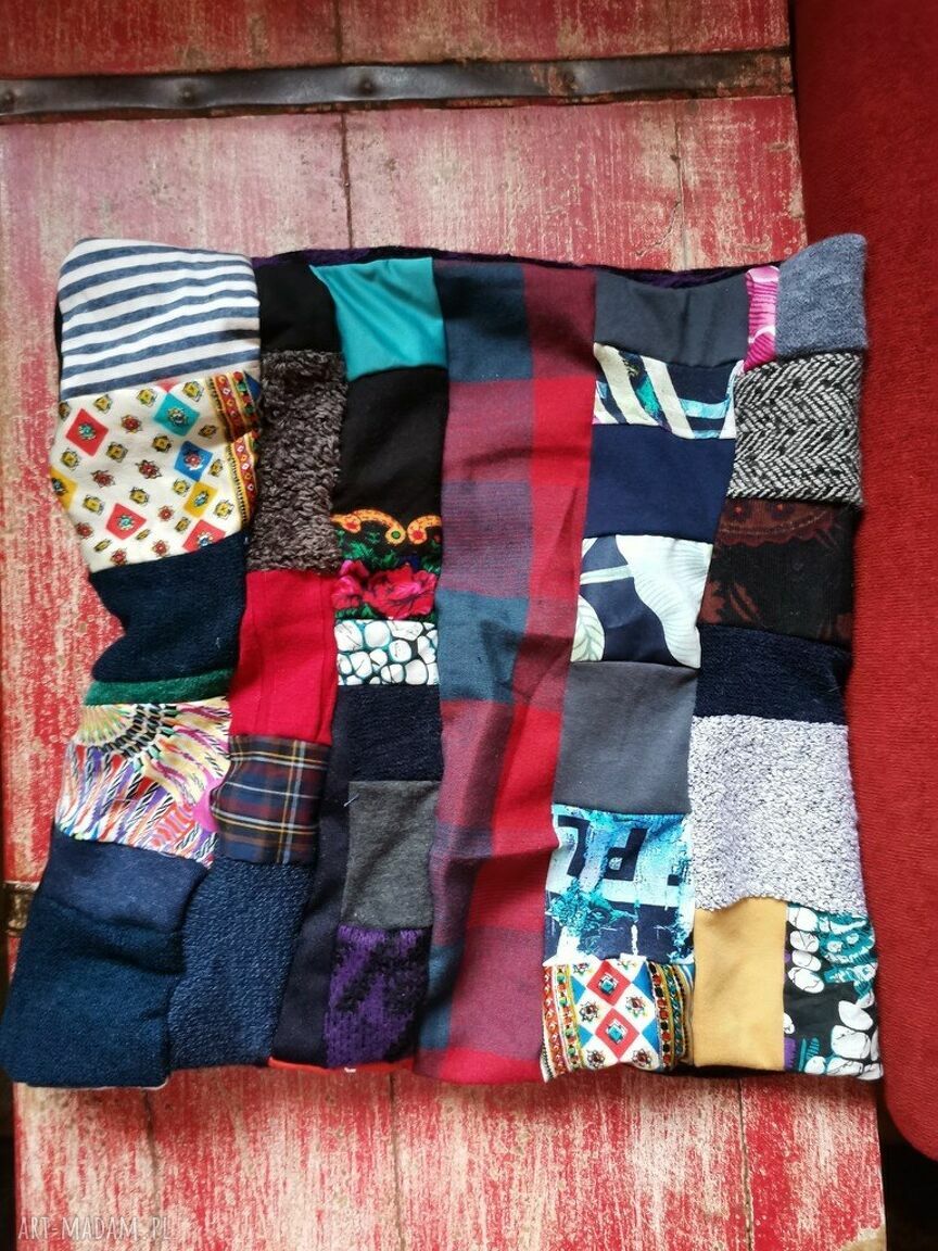 Kolorowy komin patchworkowy Boho Folk na podszewce - handmade dla kobiet