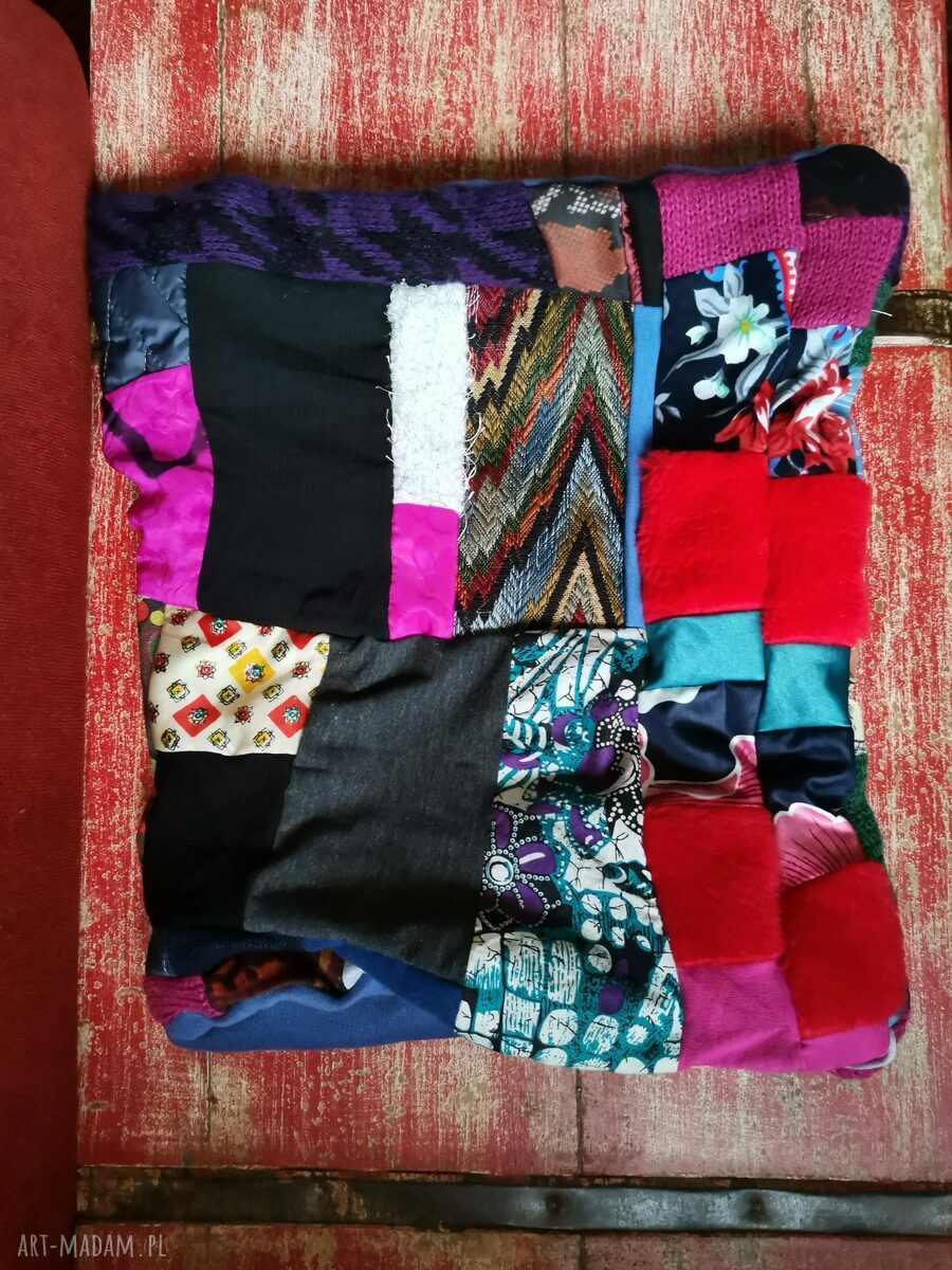 Komin patchworkowy boho folk kolorowy na podszewce - szyty z kawałków