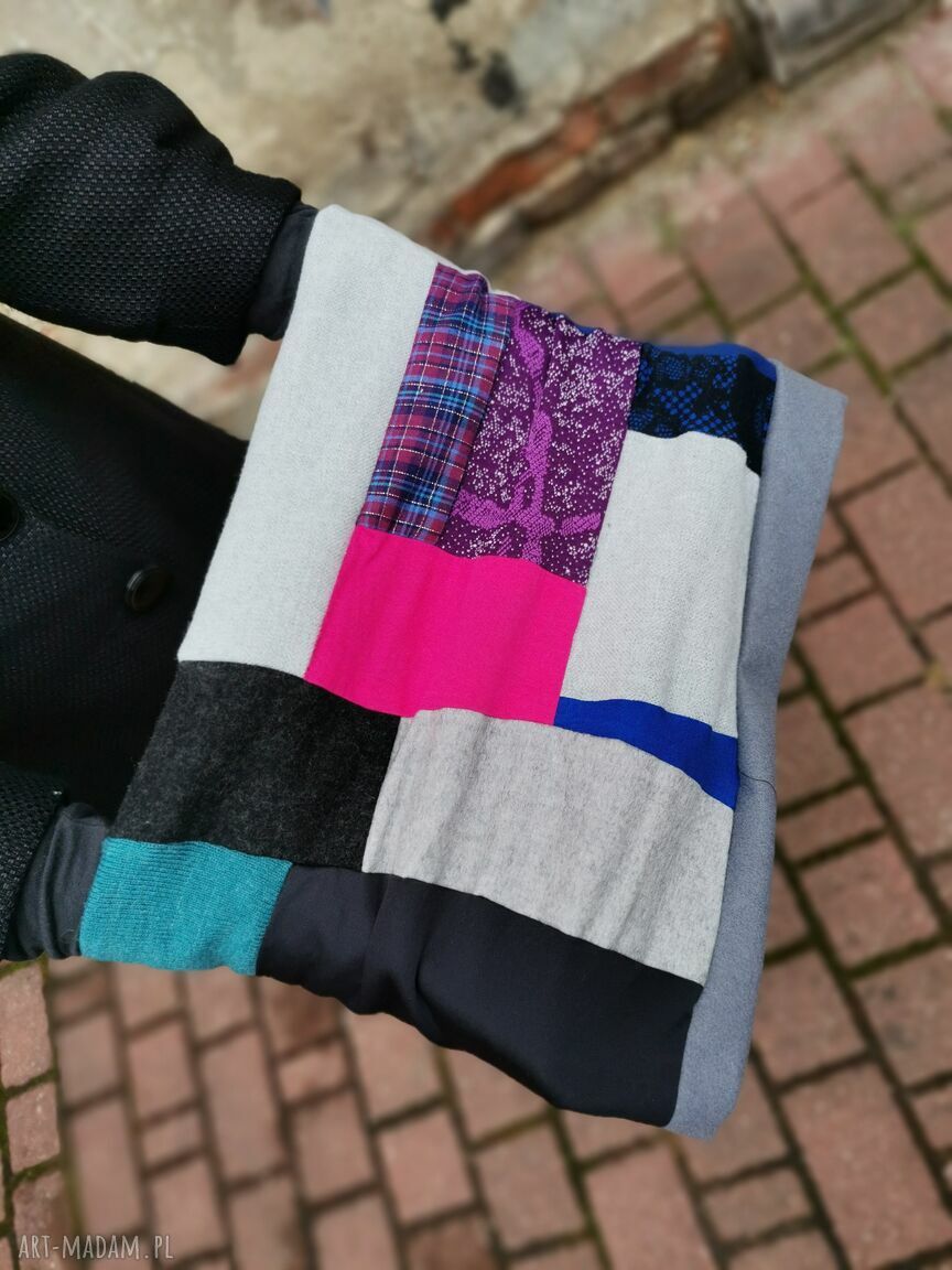 Komin patchworkowy Box G1 - kolorowy boho dla kobiet (handmade)