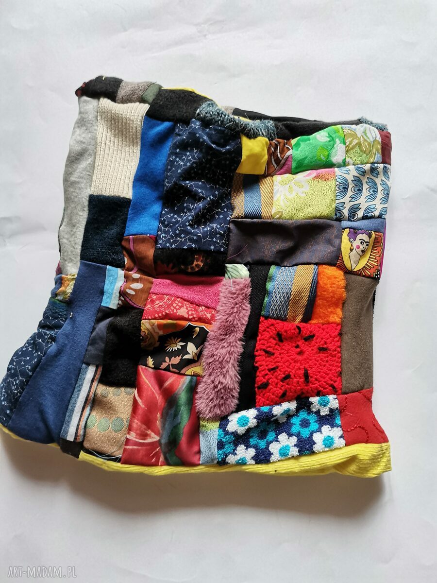 Komin patchworkowy zero waste - kolorowy i miły komin damski (zakładany przez głowę)