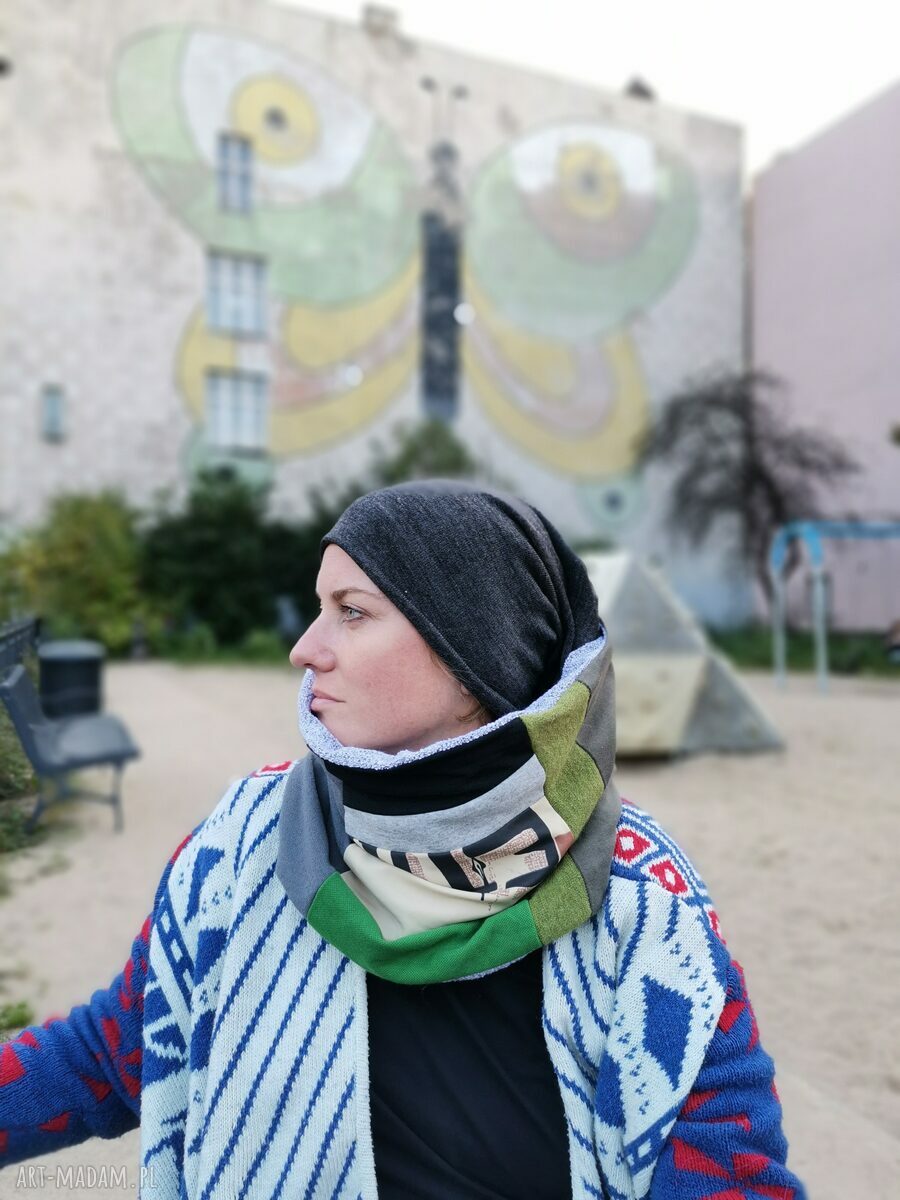 Komin patchworkowy „Kolory Ziemi” unisex - etno boho folk (box L1)