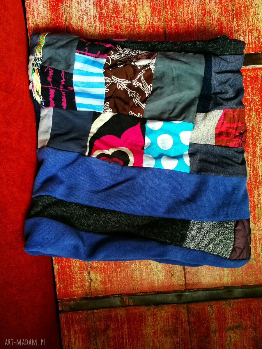 Komin patchworkowy na podszewce - miękki i kolorowy boho