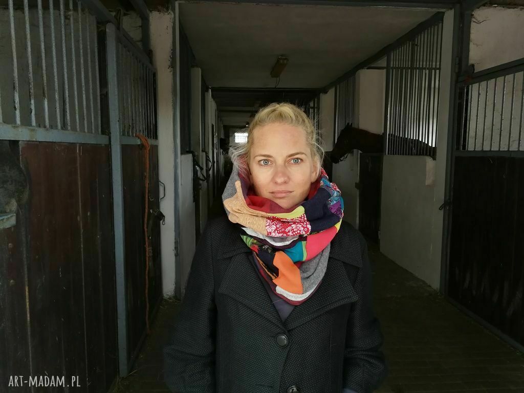Ciepły komin patchworkowy damski BOX 44 - 41 cm