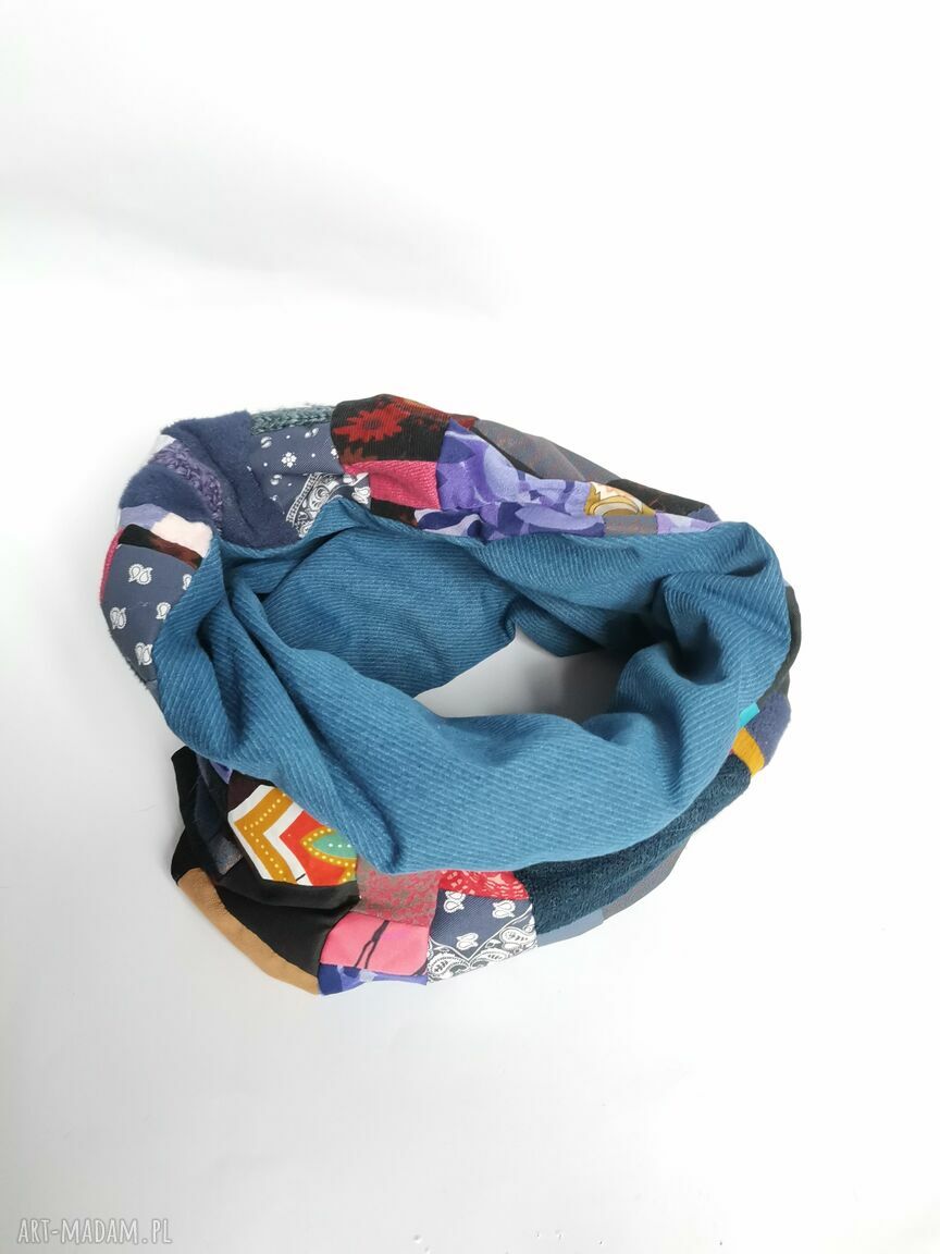Komin patchworkowy folkowy zero waste w kolorze - box B1