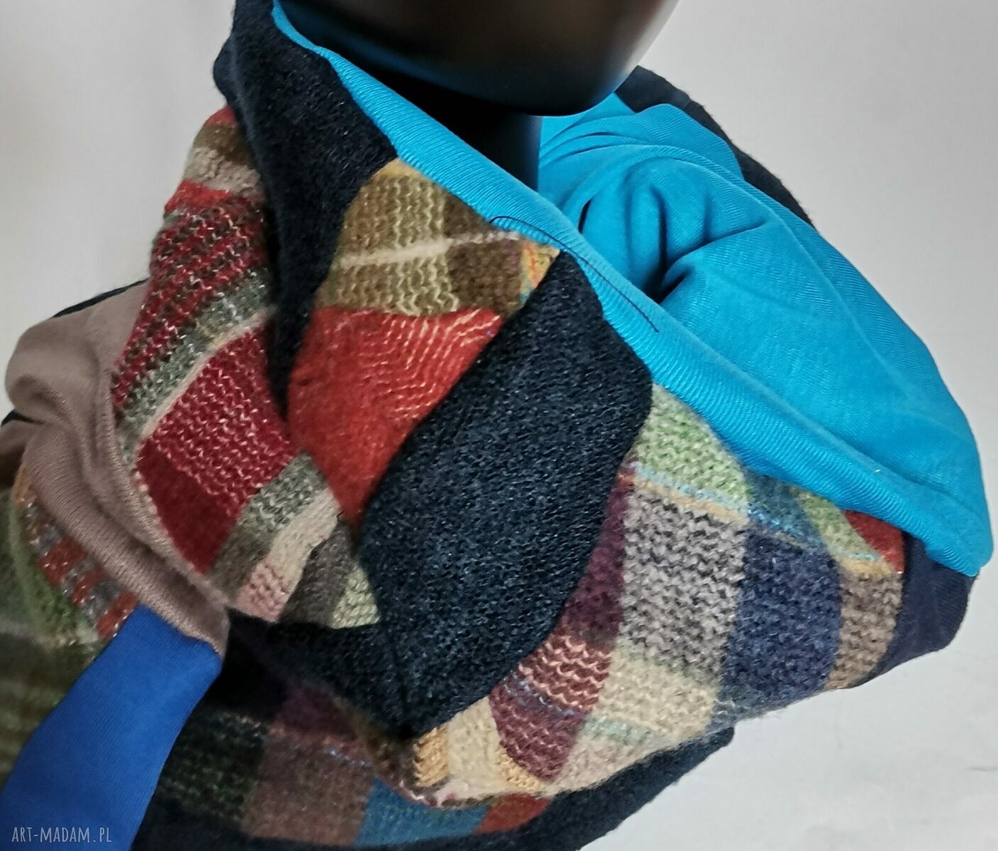 Kolorowy komin patchworkowy Boho - zero waste, ręcznie szyty (Ruda Klara)