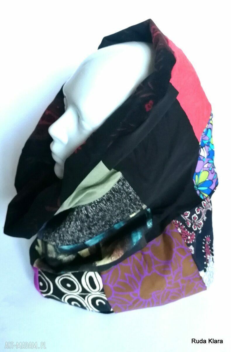 Komin patchworkowy damski etno-boho - pojedynczy egzemplarz handmade
