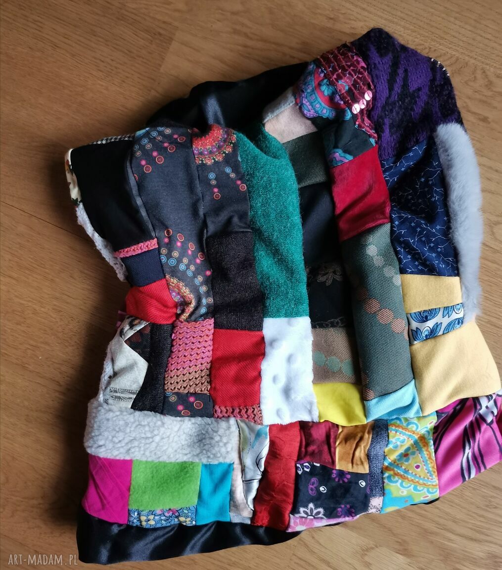 Komin patchworkowy miły i kolorowy uszyty zero waste - Ruda Klara