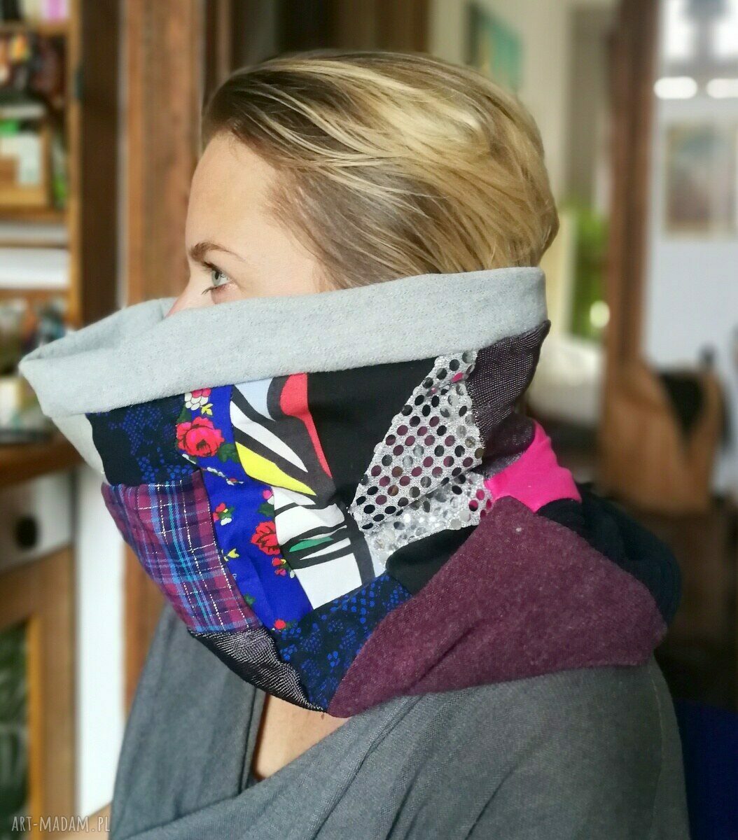 Komin patchworkowy na podszewce - miękki, boho i wygodny na co dzień