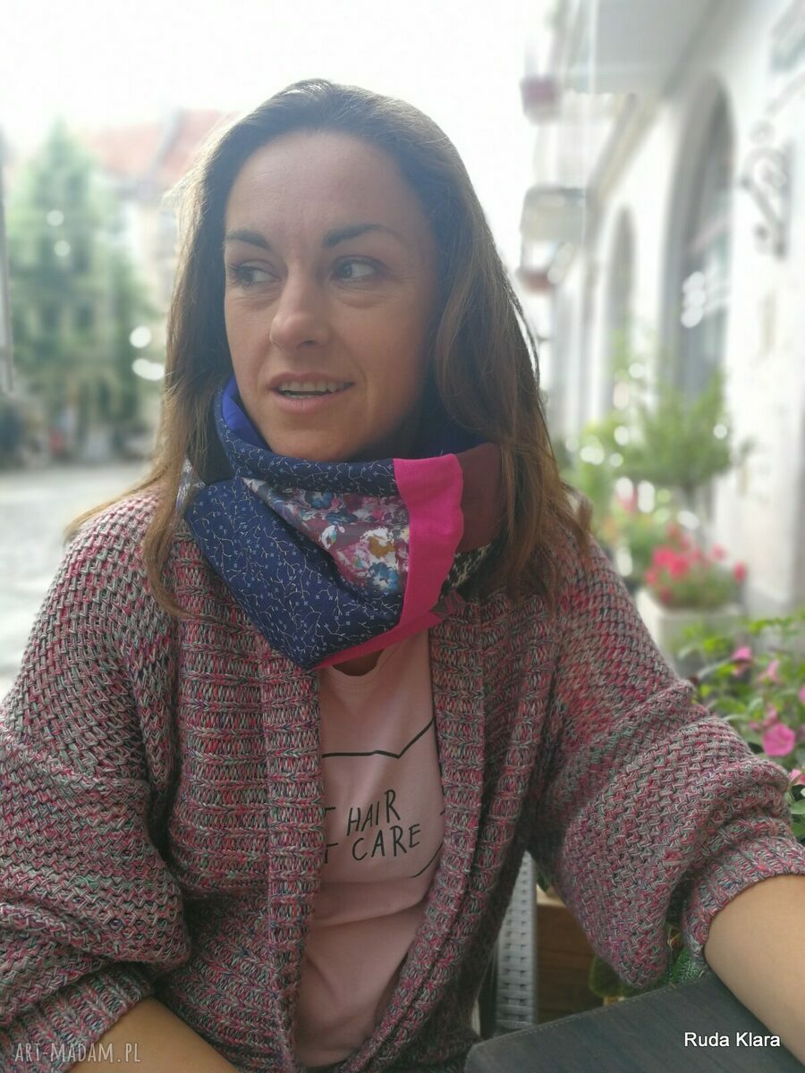 Komin patchworkowy na podszewce - miękki, miły w dotyku (boho folk)