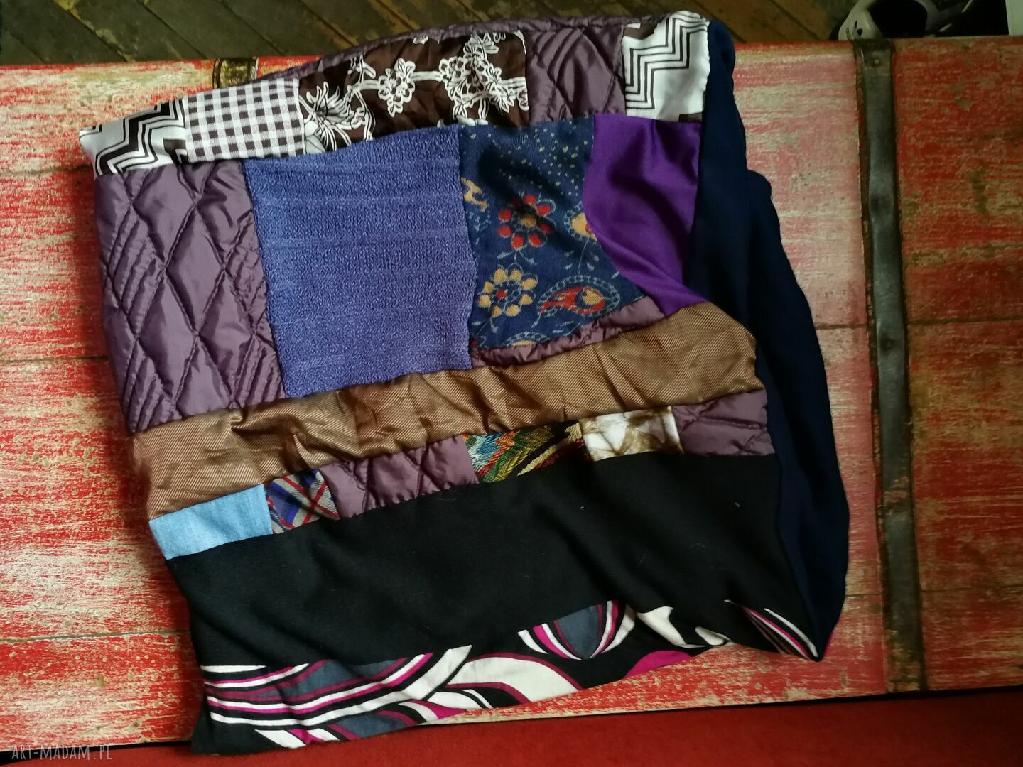 Komin patchworkowy unisex na podszewce - miękki, ciepły i ręcznie szyty