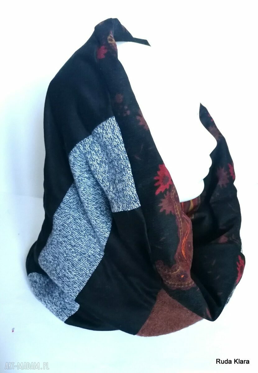 Komin patchworkowy damski 44x45 cm - folk boho, handmade