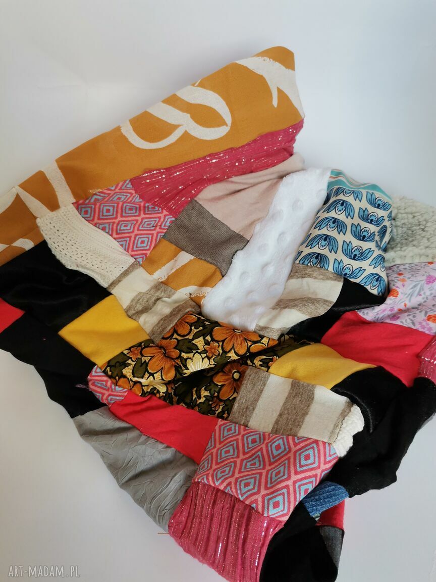 Kolorowy komin patchworkowy folkowy boho - zero waste