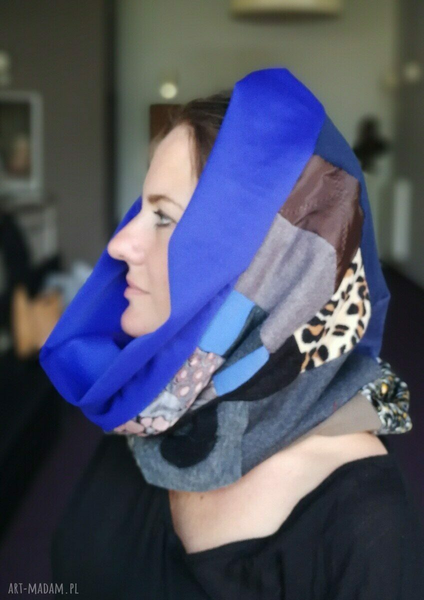 Miękki komin patchworkowy na podszewce - boho etno na wiosnę i jesień