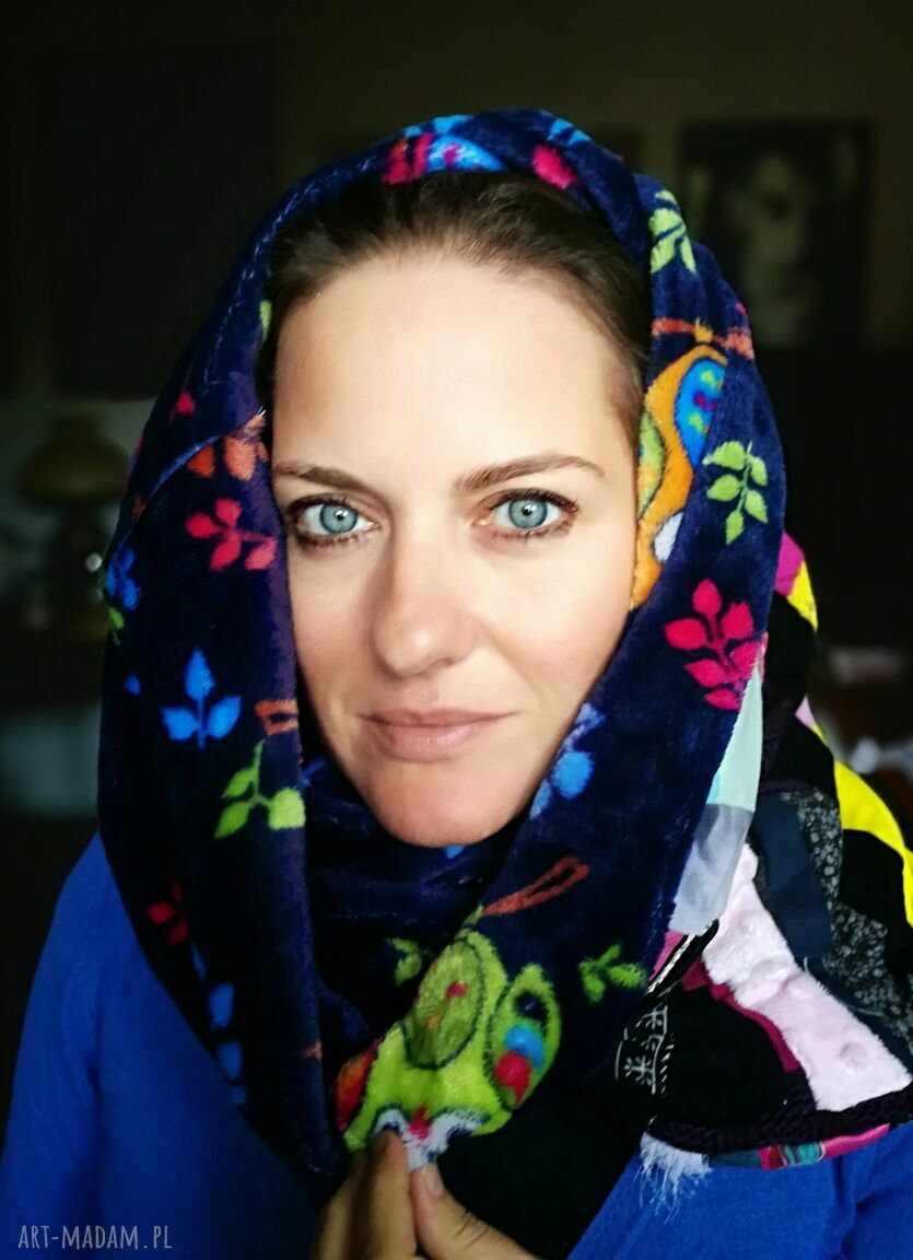 Komin patchworkowy damski na podszewce - etno i boho, miękki oraz ciepły na wiosnę i jesień