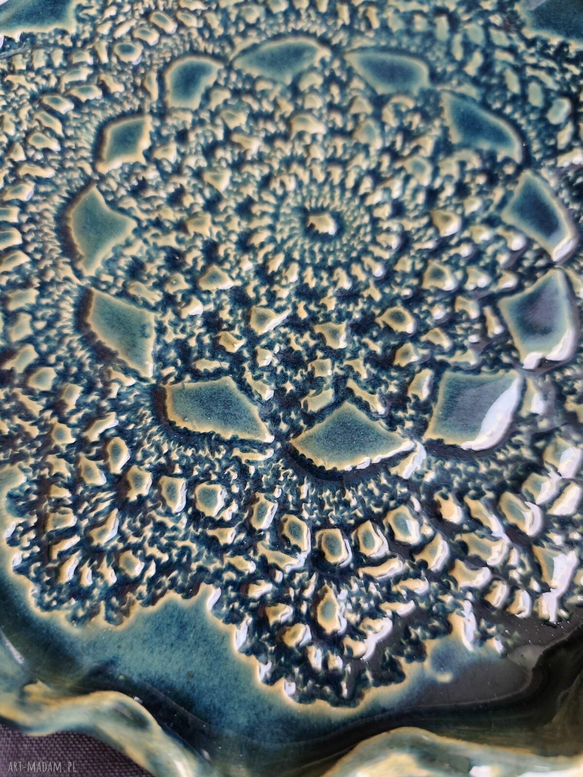Patera ceramiczna na ciasteczka z motywem koronki - prezent handmade