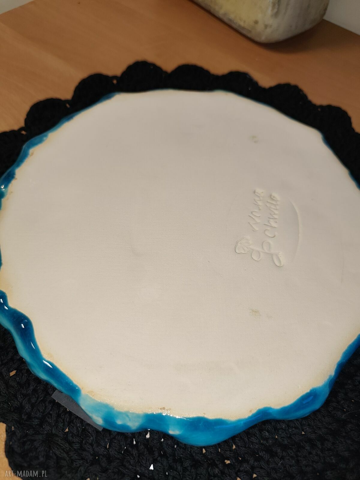 Wolna Chwila - turkusowa patera ceramiczna na ciasteczka (śr. ok. 25 cm)