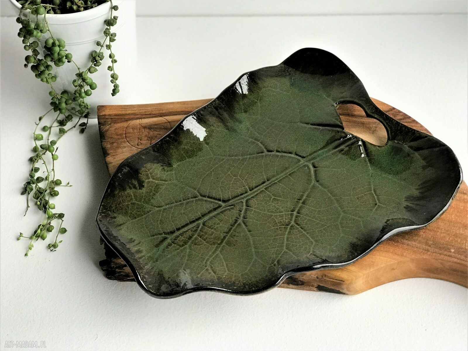 Patera ceramiczna Liść - talerz dekoracyjny z fakturą liścia