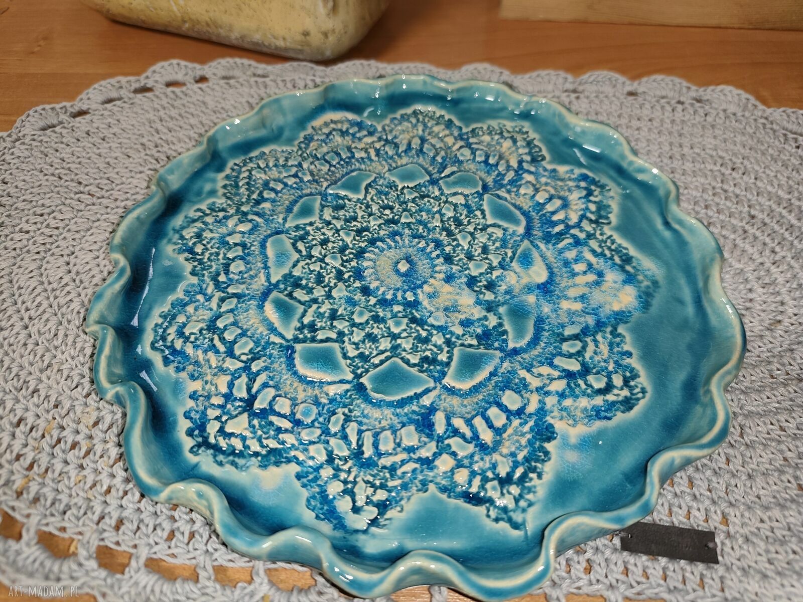Turkusowa patera ceramiczna na ciasteczka - prezent dla babci