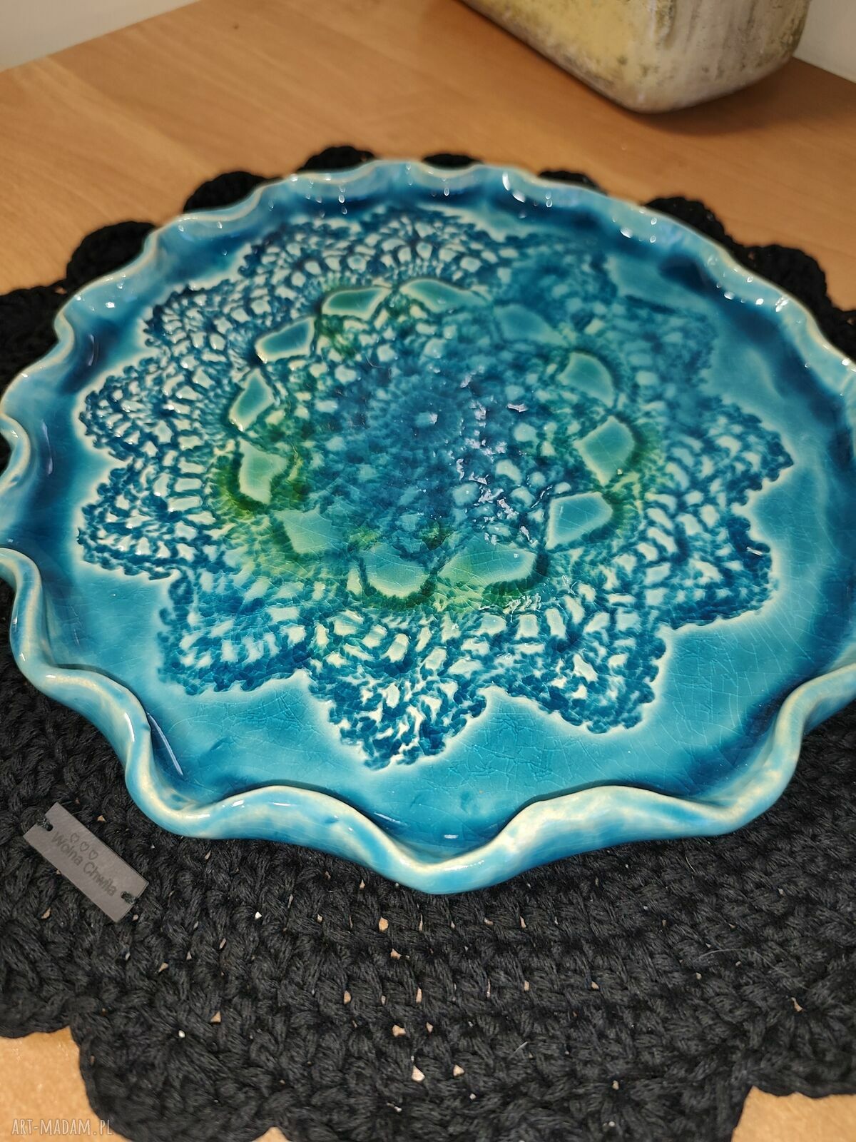Wolna Chwila - turkusowa patera ceramiczna na ciasteczka (śr. ok. 25 cm)
