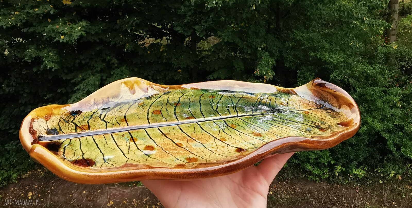 Ceramiczna patera liść 343 - ręcznie robiony półmisek Shiraja