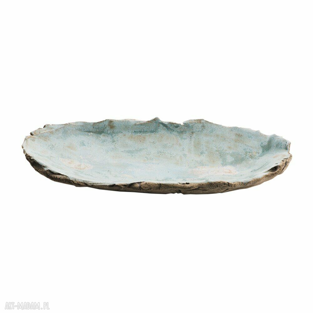 Ręcznie wykonana patera ceramiczna do serwowania - talerz z jasnej gliny 27,5 x 13 x 4 cm
