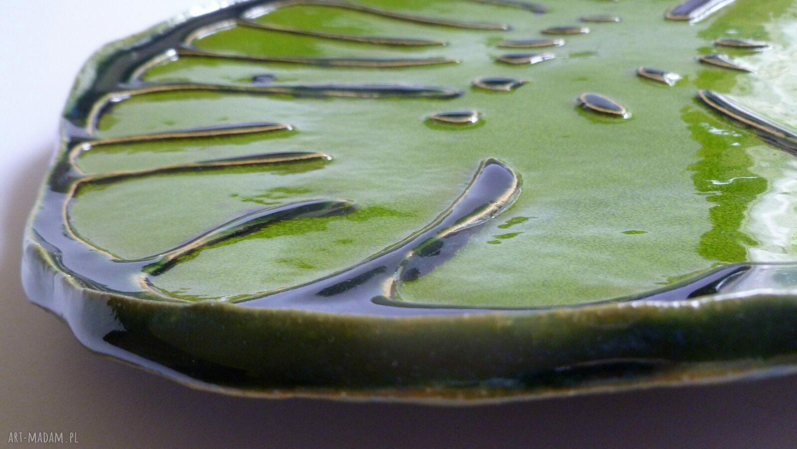 Patera ceramiczna Limonkowa Monstera - duża dekoracja do owoców i przekąsek