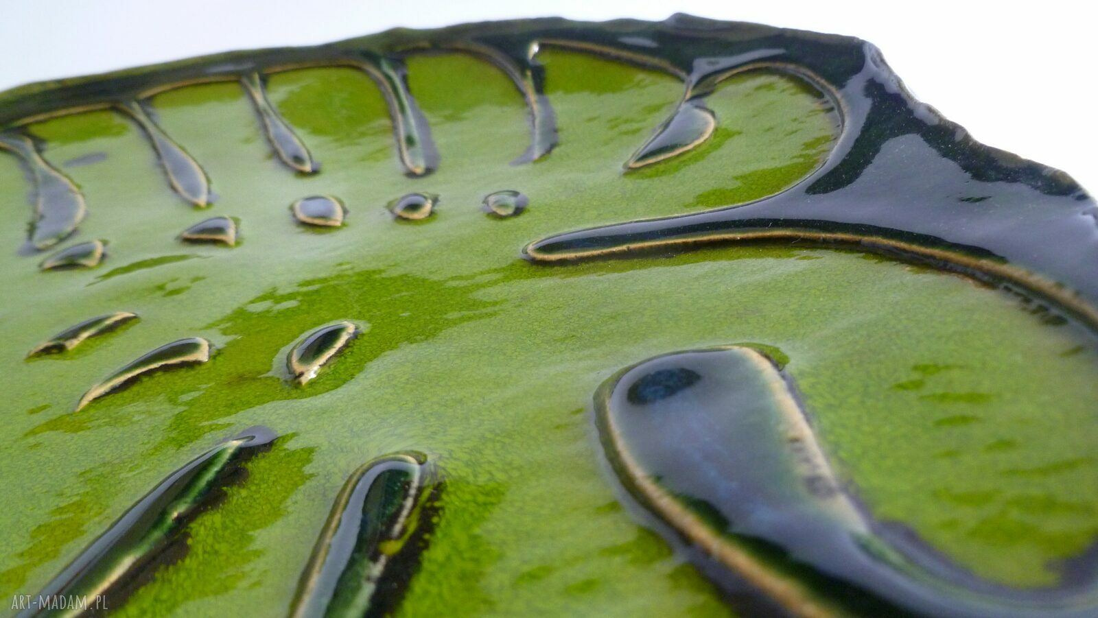 Patera ceramiczna Limonkowa Monstera - duża dekoracja do owoców i przekąsek