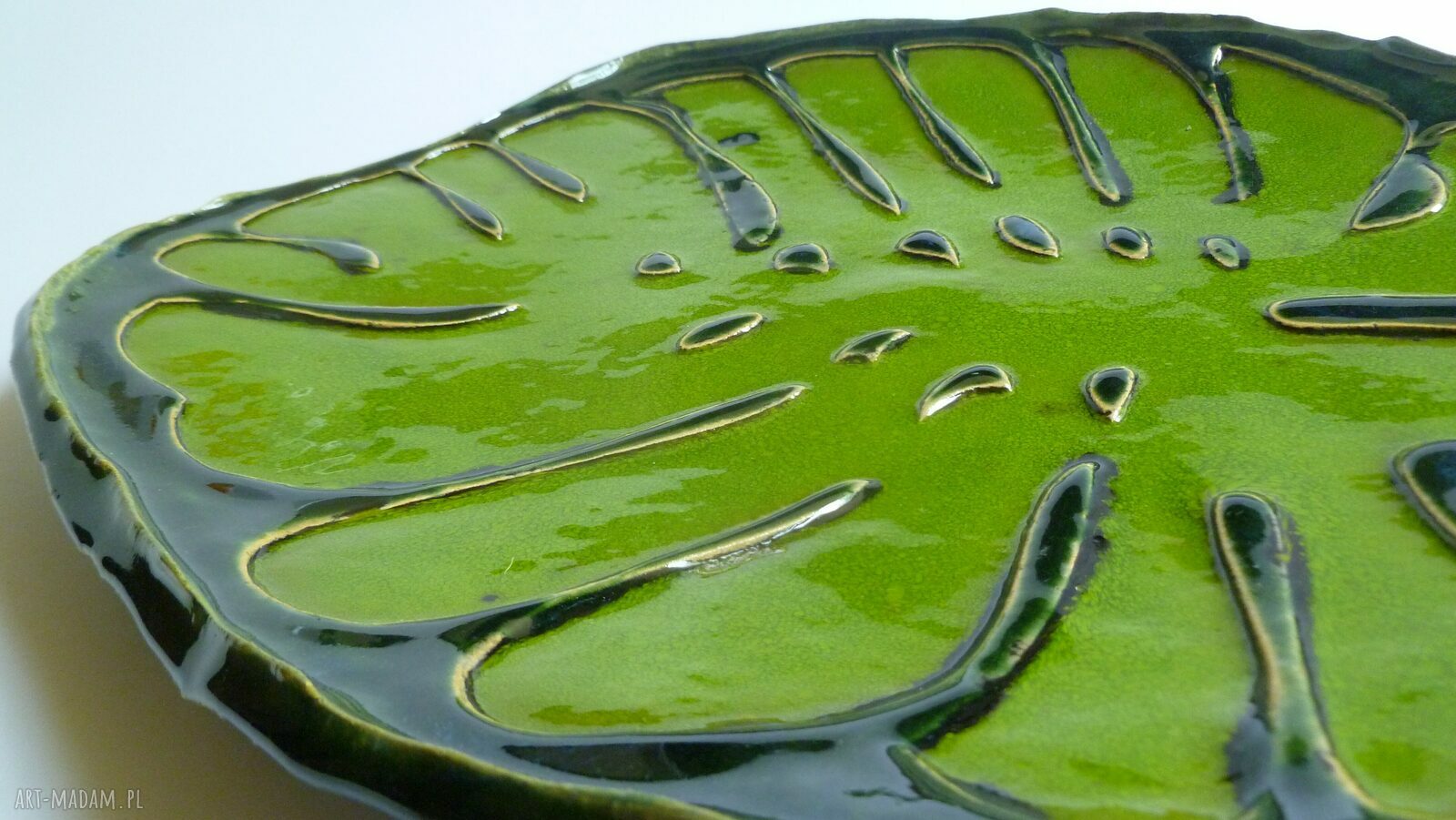 Patera ceramiczna Limonkowa Monstera - duża dekoracja do owoców i przekąsek