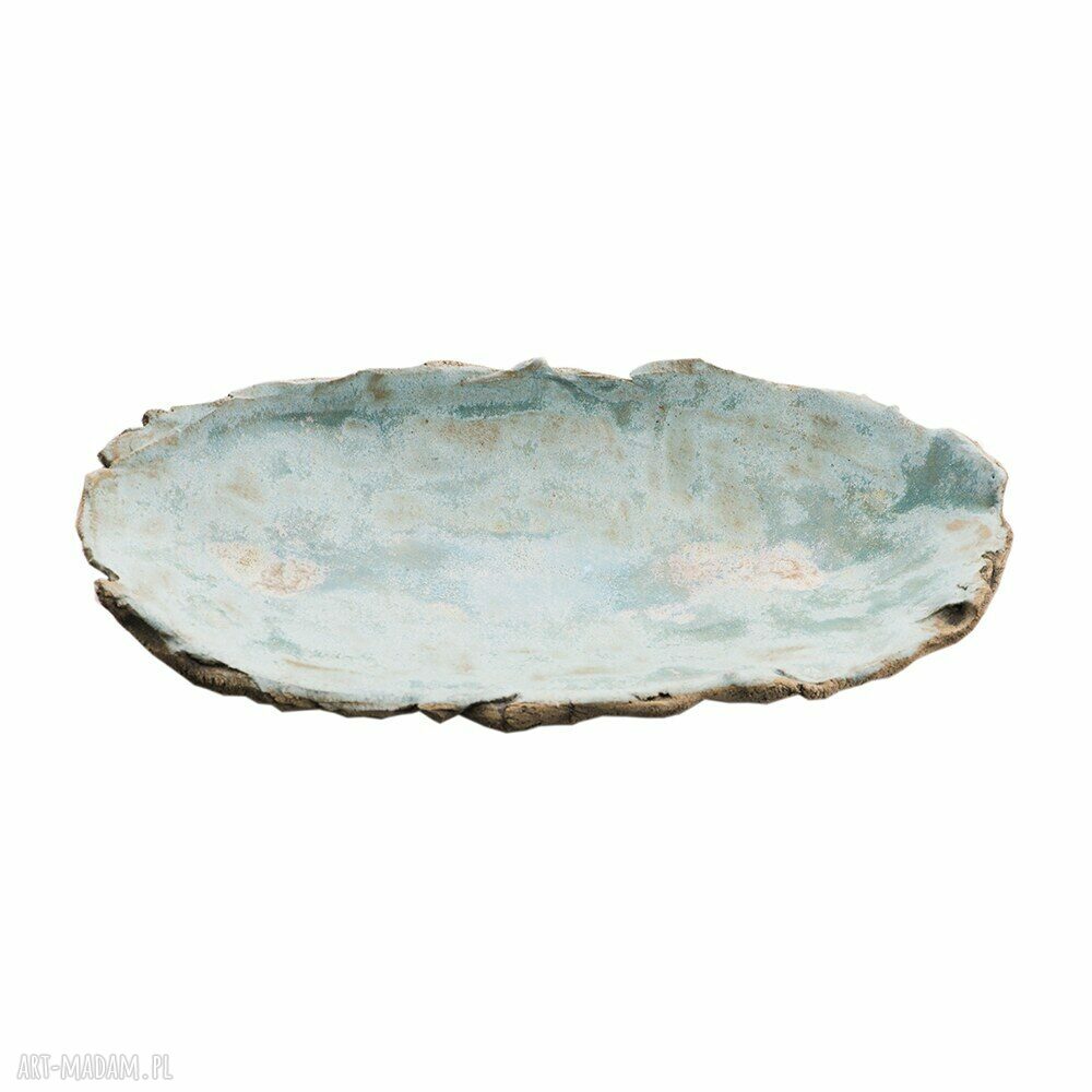 Ręcznie wykonana patera ceramiczna do serwowania - talerz z jasnej gliny 27,5 x 13 x 4 cm
