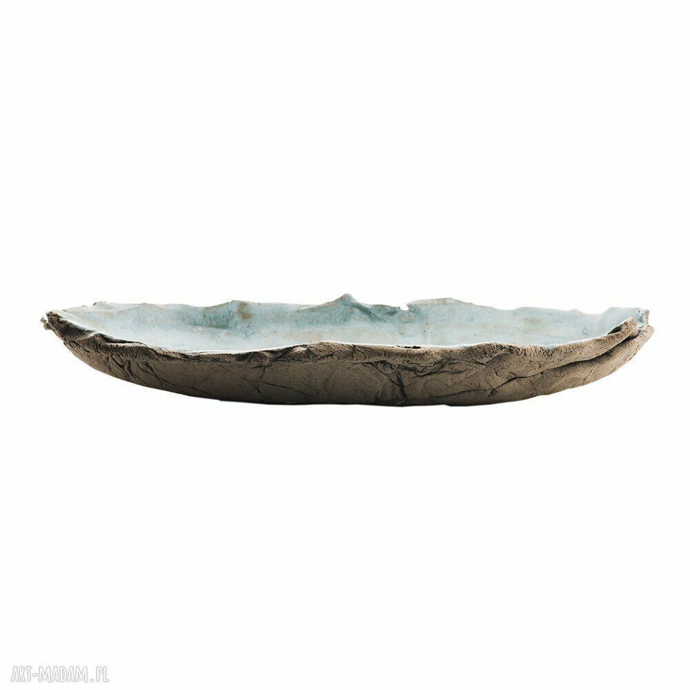 Ręcznie wykonana patera ceramiczna do serwowania - talerz z jasnej gliny 27,5 x 13 x 4 cm