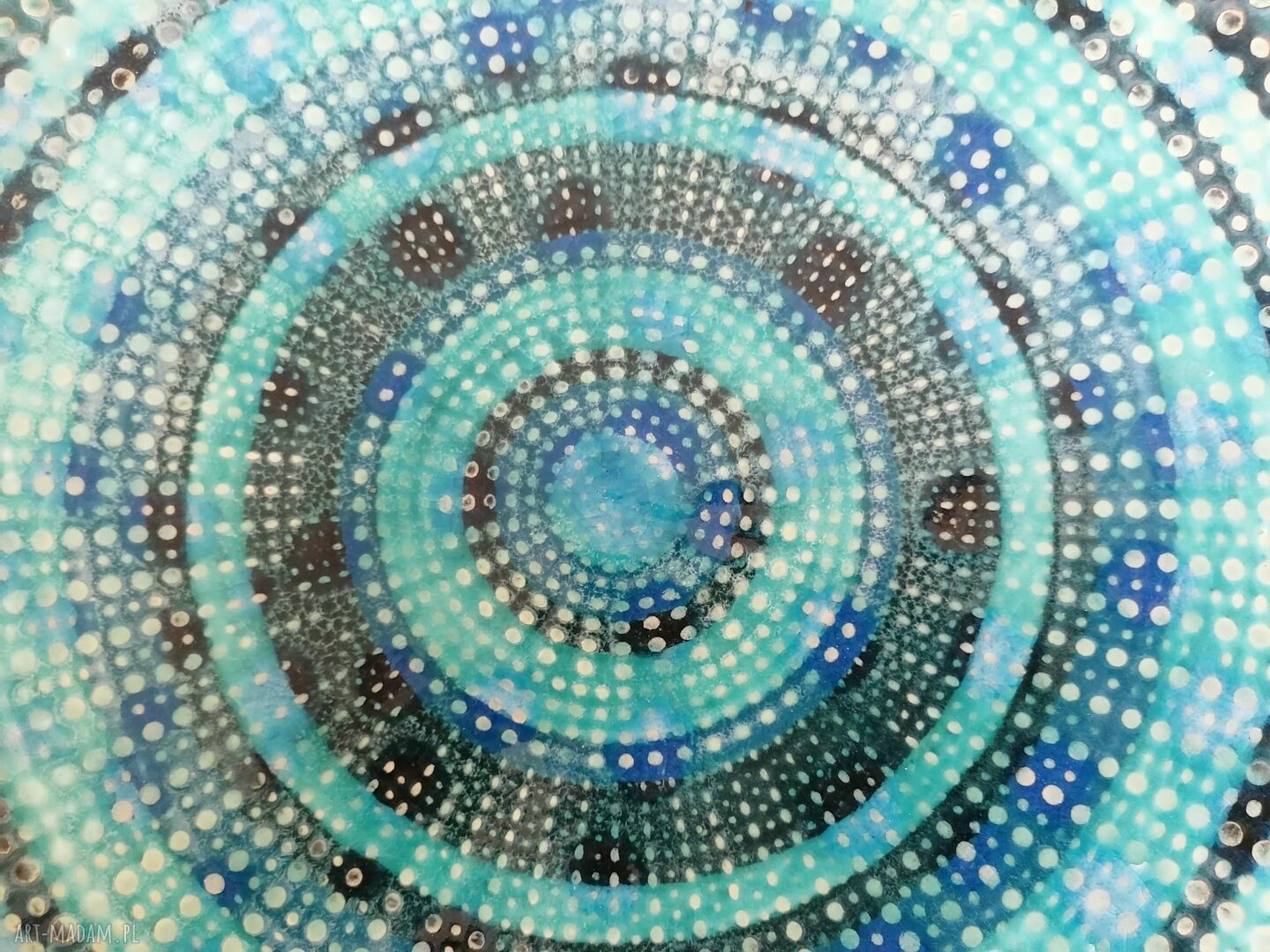 Patera „turkusowo na okrągło” z gliny szamotowej - turkusowa ceramika handmade