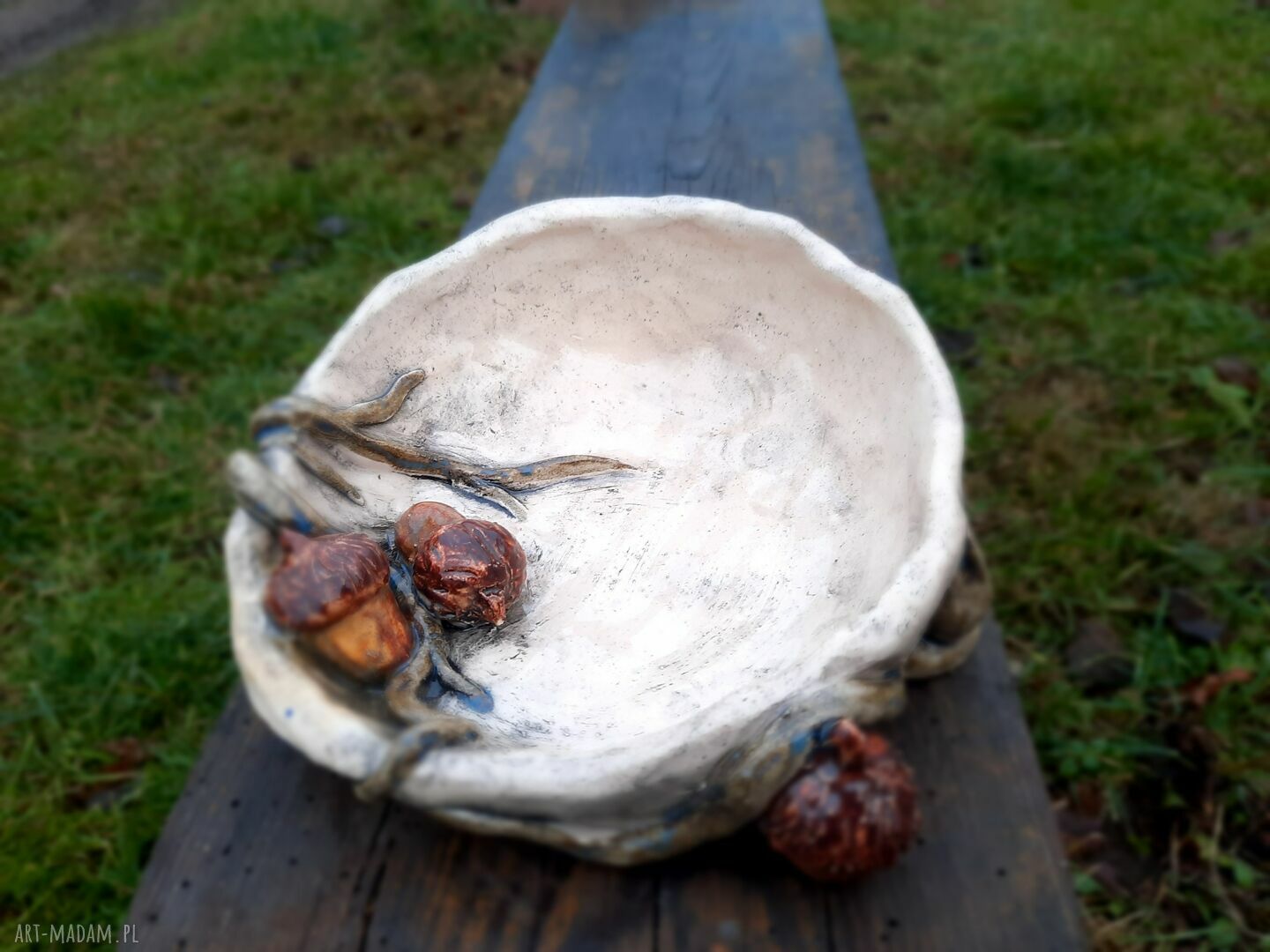 Paterka żołędziowa z kamionki na ciastka - ręcznie lepiona i szkliwiona