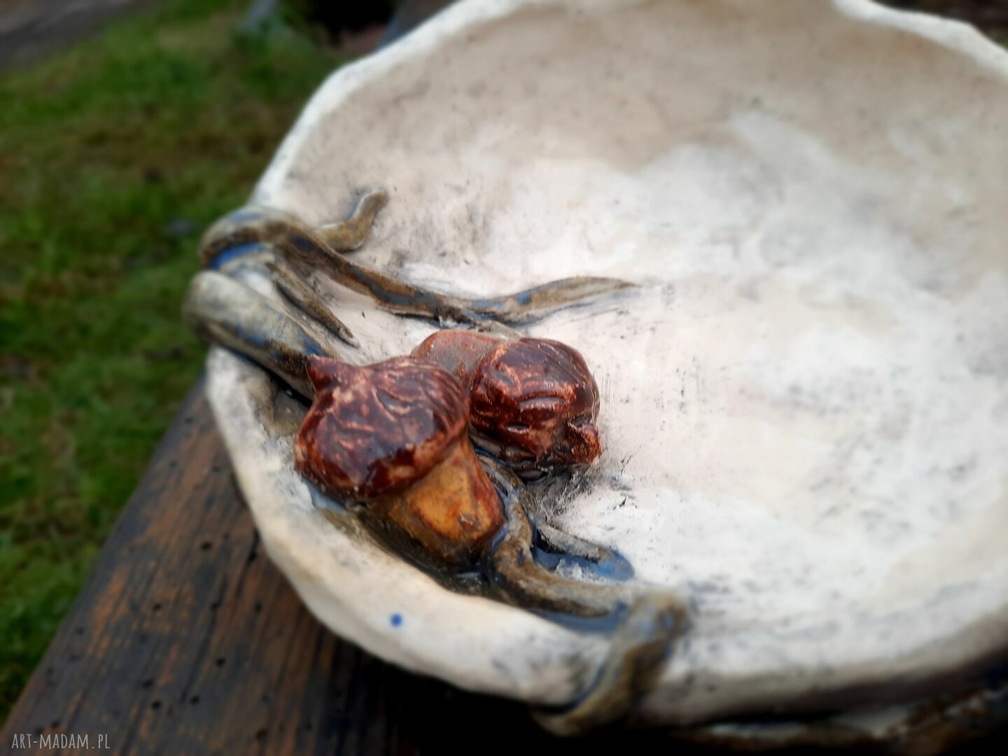Paterka żołędziowa z kamionki na ciastka - ręcznie lepiona i szkliwiona