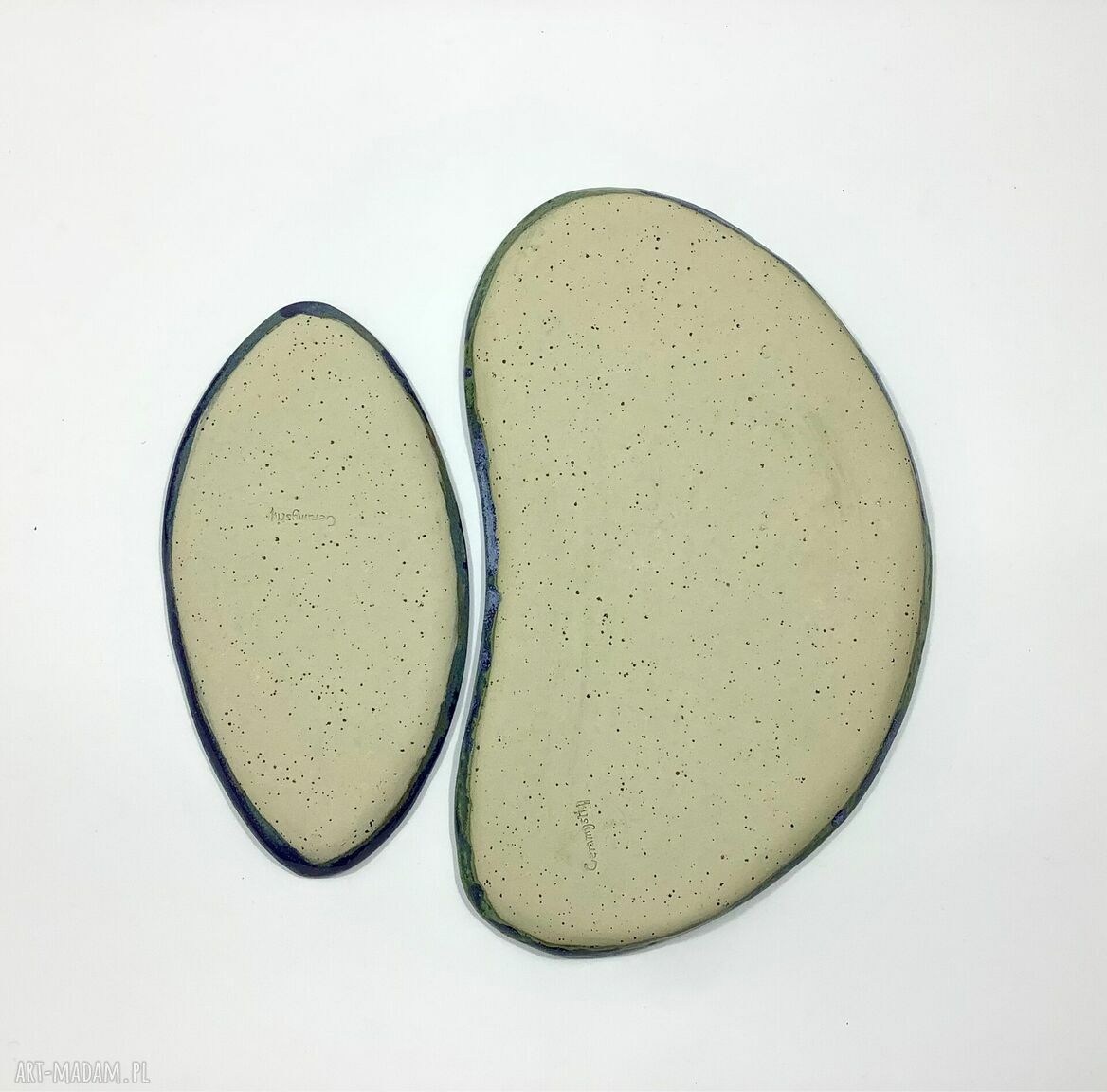 Komplet Patery Blue - ręcznie robione niebieskie patery ceramiczne do serwowania