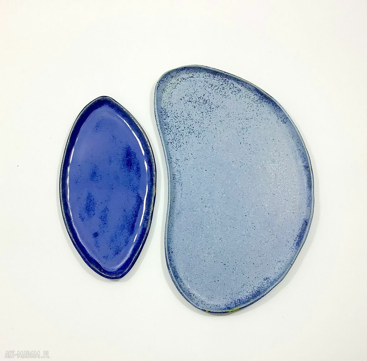 Komplet Patery Blue - ręcznie robione niebieskie patery ceramiczne do serwowania