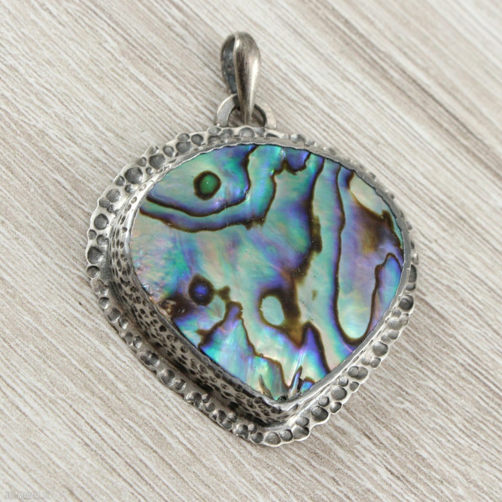 Wisior z paua abalone w srebrze 925 - 1936a