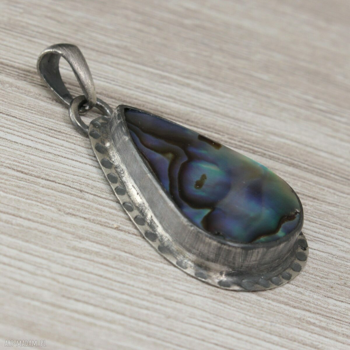 Paua abalone w srebrze 925 - wisior 1664a