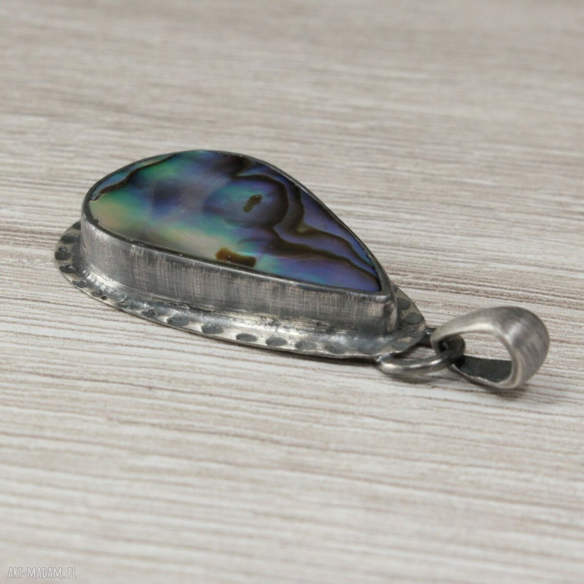 Paua abalone w srebrze 925 - wisior 1664a