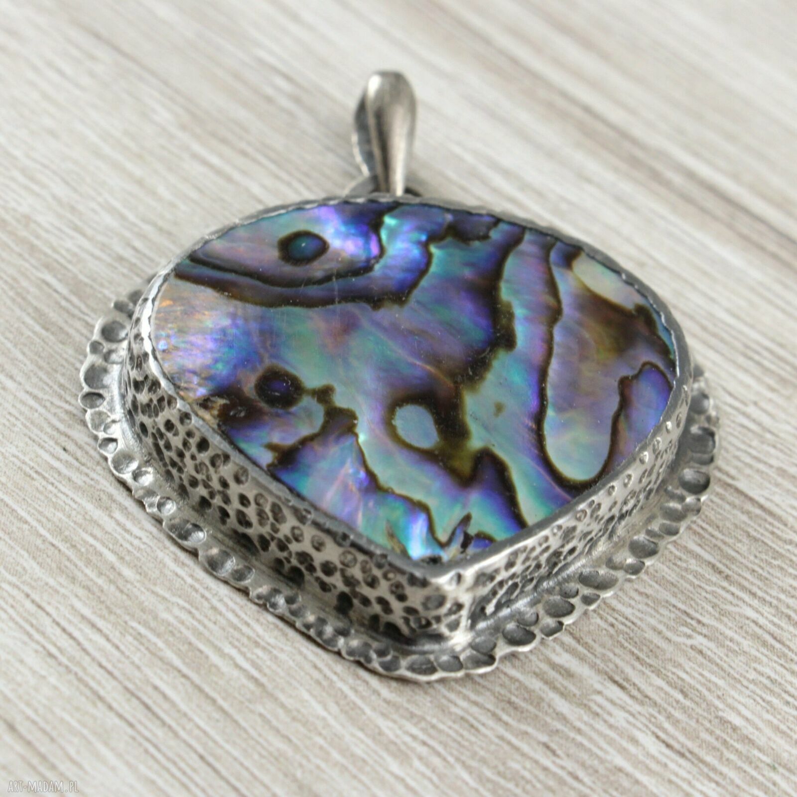 Wisior z paua abalone w srebrze 925 - 1936a