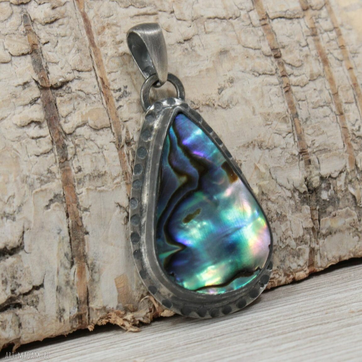 Paua abalone w srebrze 925 - wisior 1664a