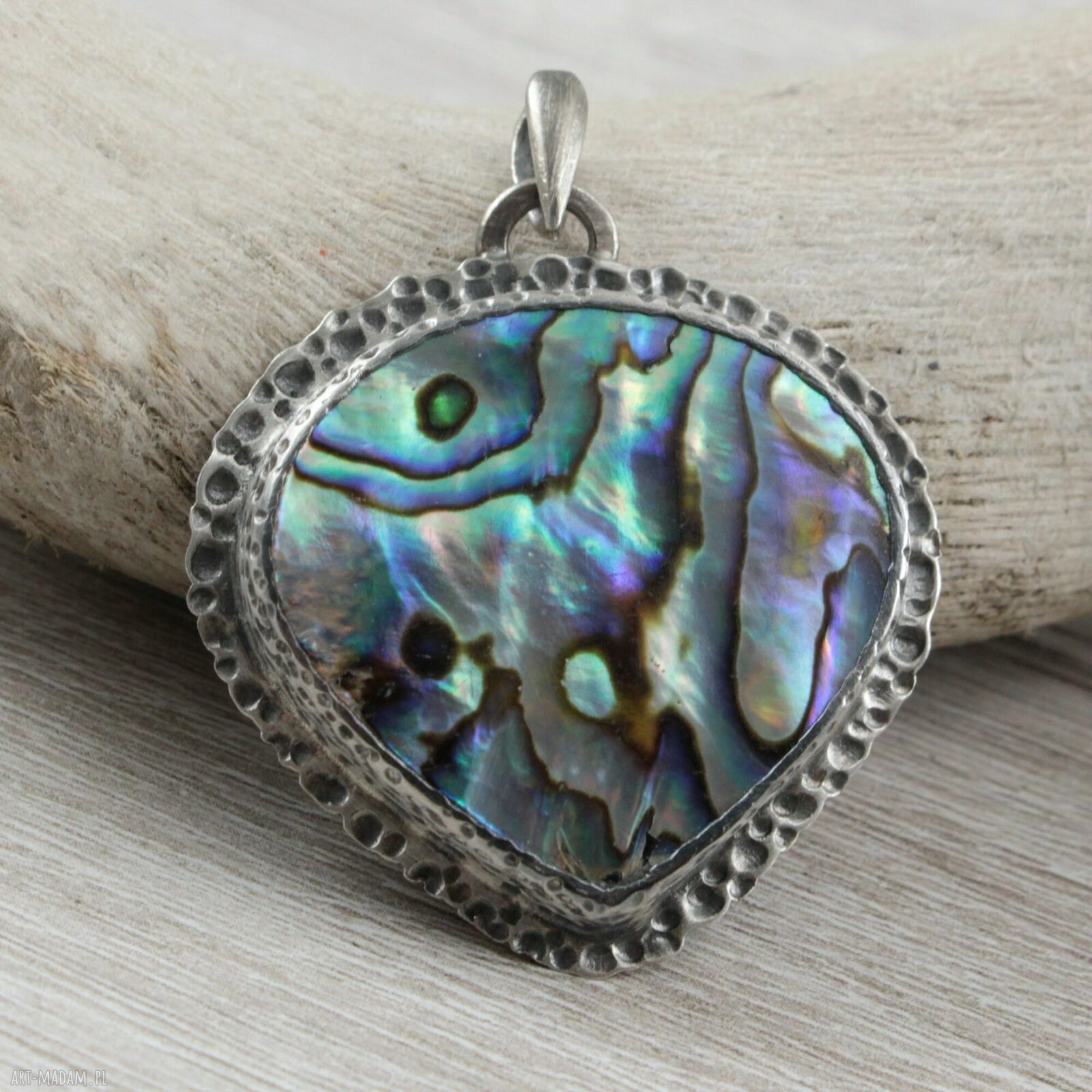 Wisior z paua abalone w srebrze 925 - 1936a