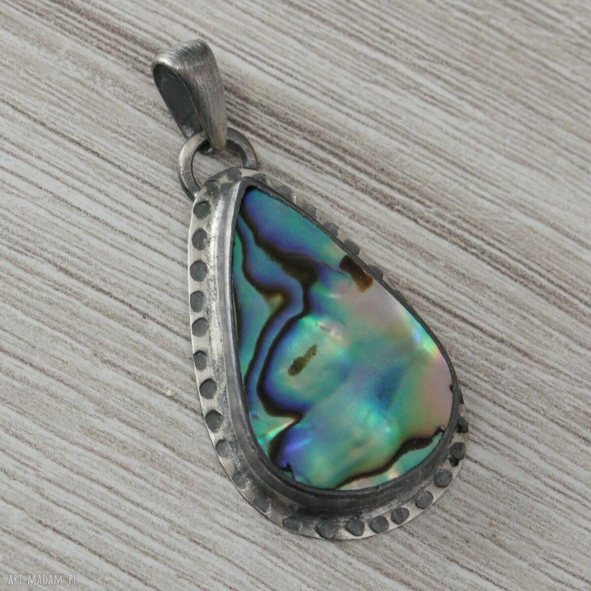 Paua abalone w srebrze 925 - wisior 1664a