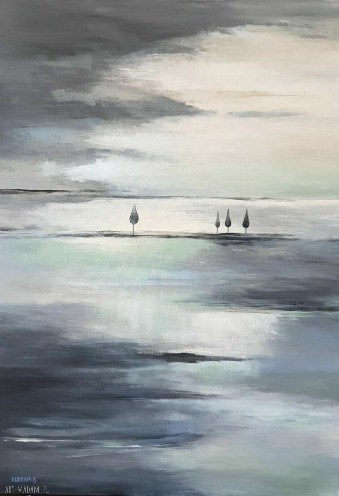 Pejzaż abstrakcyjny - obraz akrylowy 100x70 cm Paulina Lebida, gotowy do zawieszenia