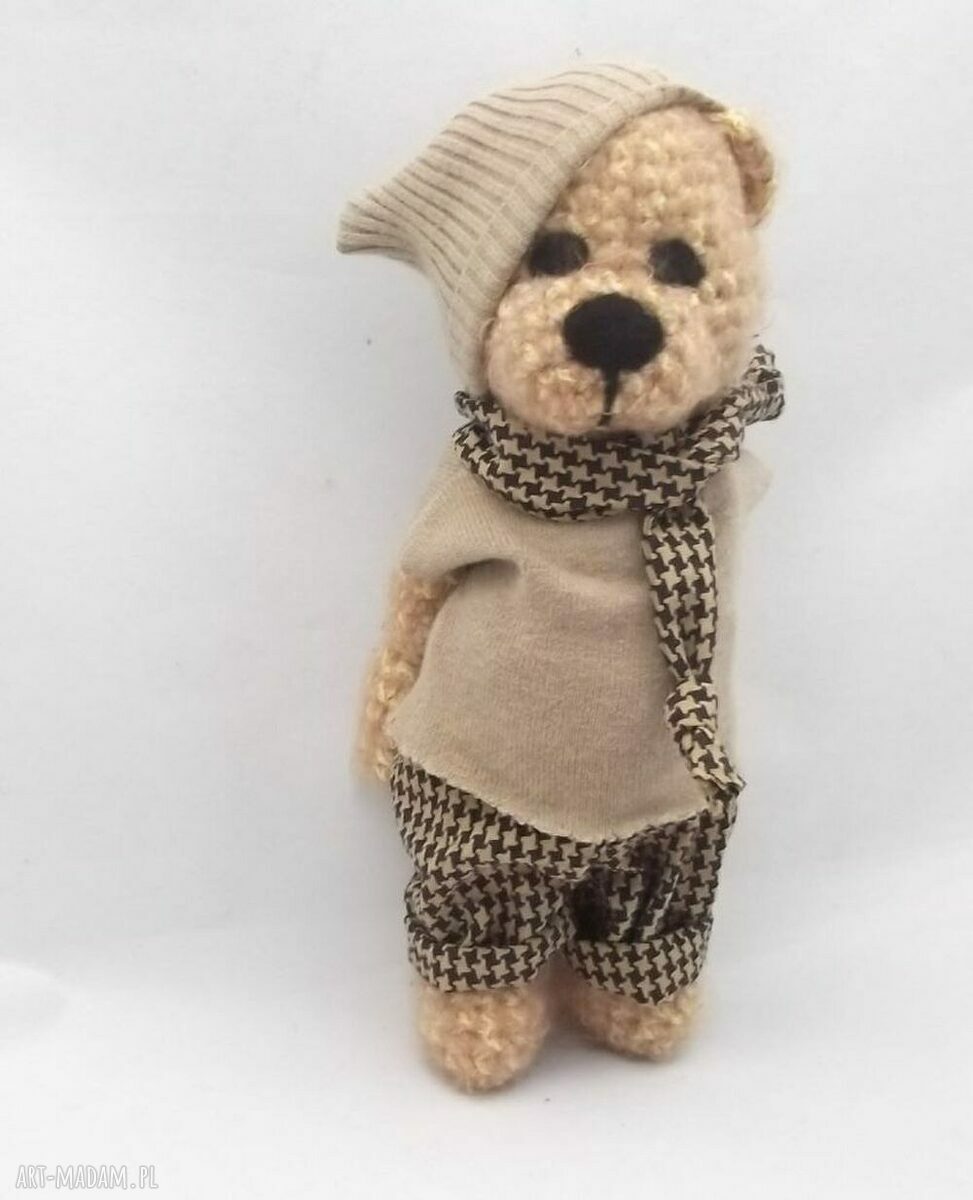 Pawełek - miś szydełkowy handmade 28 cm z ruchomymi rączkami i nóżkami