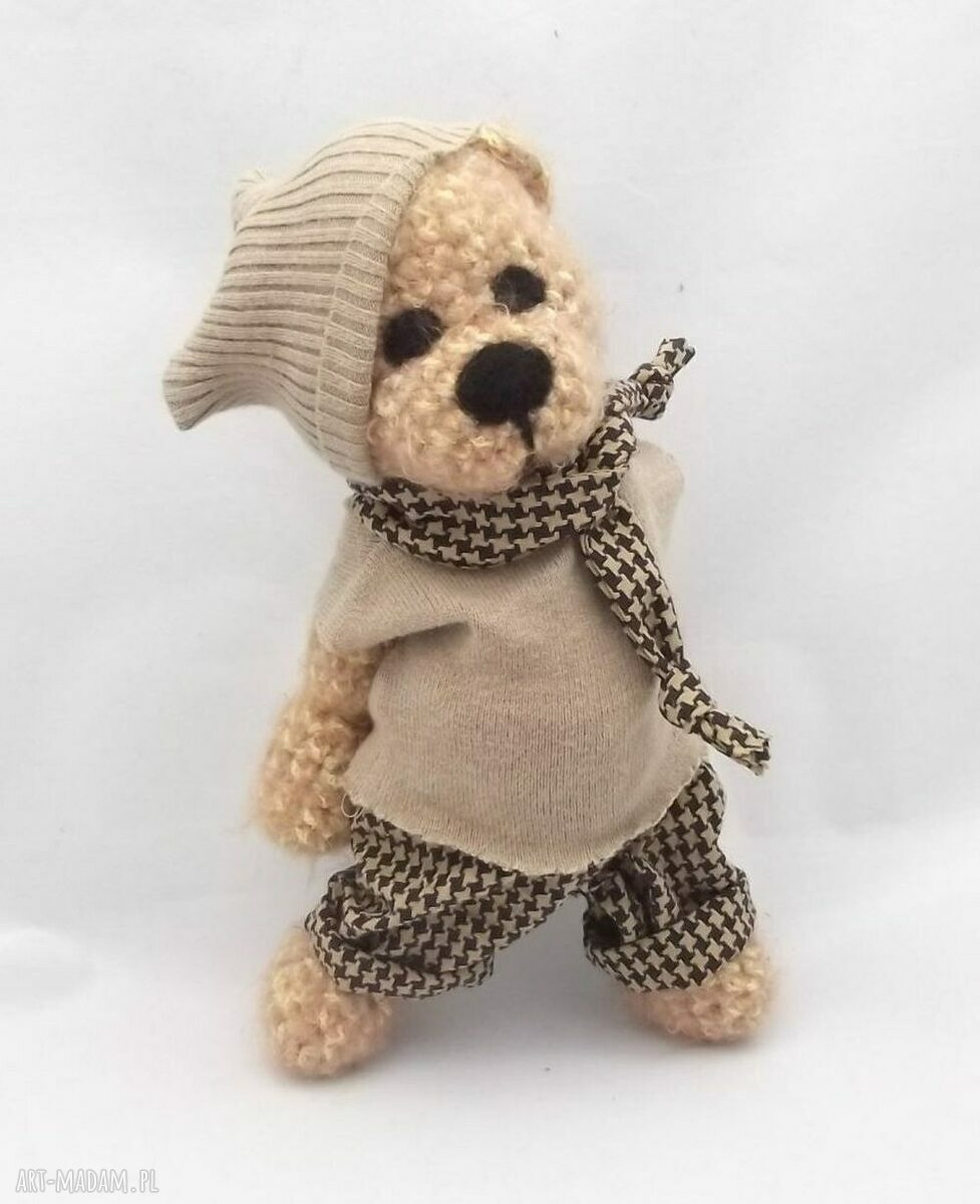 Pawełek - miś szydełkowy handmade 28 cm z ruchomymi rączkami i nóżkami
